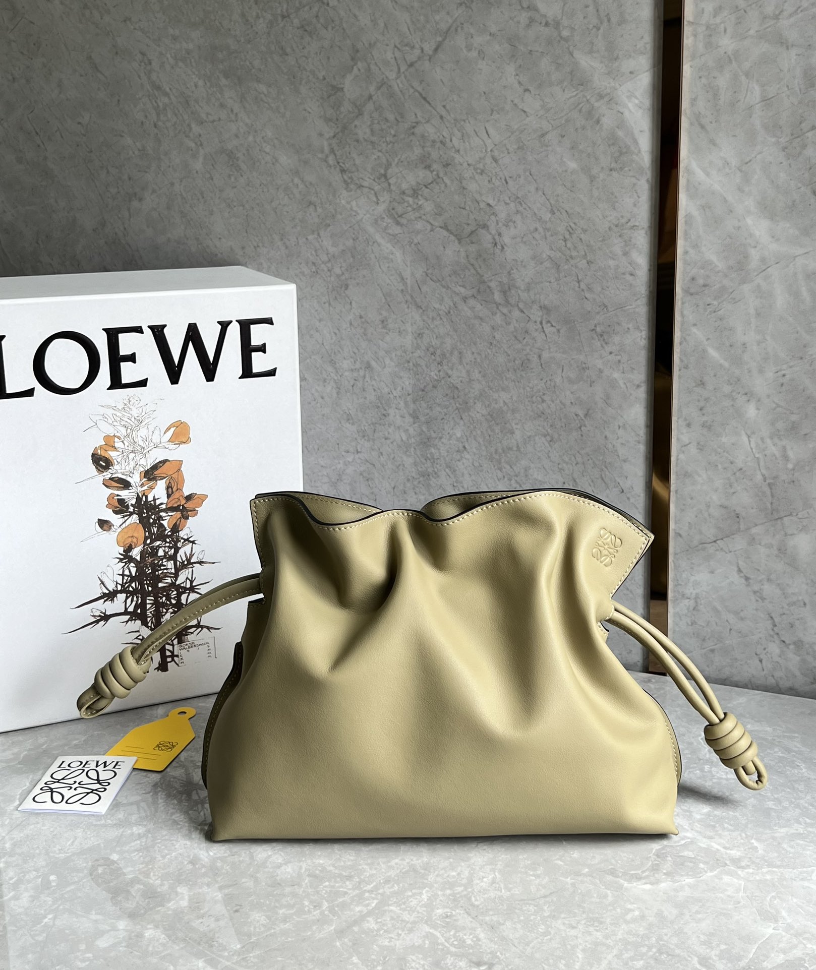 Loewe Medium Flamenco Clutch in Nappa Calfskin Dark Beige